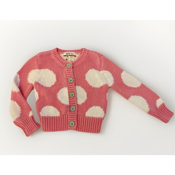 Matilda Jane Hello Lovely On the Spot Pink Polka Dot Cardigan Sz 18-24 Mos - Picture 1 of 5